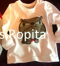 Remera manga larga con estampa 3D de perro bulldog - comprar online