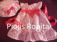 Vestido para Fiesta Rosa Con Cerezas y Lazo de raso y Volados