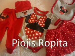 Set conjunto minnie 5p, body, short, pantalon, babero y gorro