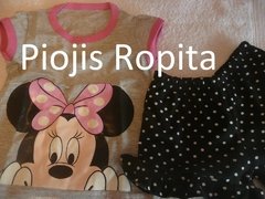 set 2p minnie, remera y short de lunares con volados