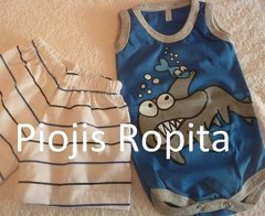 set 2p conjunto body de tiburon y short rayado