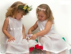 Vestido Blanco de plumetti para Fiesta Bautismo Casamiento