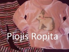 Remera manga larga Conejo con Moño aplicado y con puños de broderie - comprar online