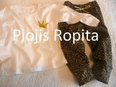 Set 2p Babucha frisada Animal Print y Remera Broderie con Pin Dorado - comprar online