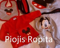 set ajuar mickey 3p regalo de nacimiento, pantalon, batita, babero