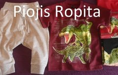 Set 2p canchero remera de dinosaurios con estampa con relieve y babucha