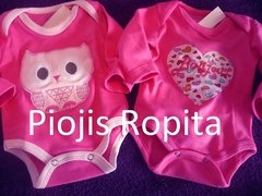 Body manga larga fucsia con aplique bordado de corazon Bonjour