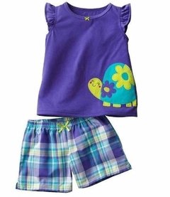 Set 2p Importado Carters Remera de tortuga y short cuadrille