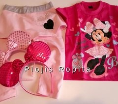 Set 3P disfraz de minnie mouse remera calza con pollera y vincha - comprar online