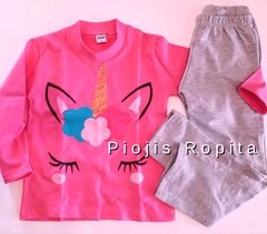 Set conjunto unicornio remera manga larga rosa y pantalon pijama - comprar online