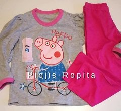 Set conjunto de peppa pig remera manga larga gris y pantalon pijama - comprar online