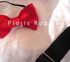 traje 3P bautismo casamiento pantalón de vestir chupin negro moño y tiradores - Piojis Ropita Importada