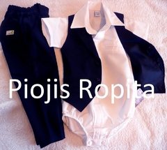 Traje Bautismo Fiesta Pantalon De Vestir Chupin Y Chaleco azul - comprar online