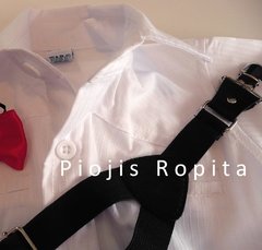 traje 3P bautismo casamiento pantalón de vestir chupin negro moño y tiradores