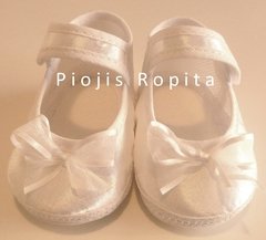 zapatitos guillermina de raso blancos para bautismo fiesta casamiento - comprar online