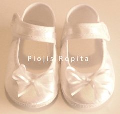 zapatitos guillermina de raso blancos para bautismo fiesta casamiento - tienda online