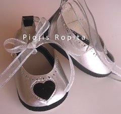 zapatitos guillermina plateados en eco cuero para bautismo fiesta casamiento - tienda online