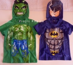 Remera disfraz de increible hulk o batman super heroes