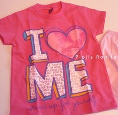 Remera manga corta love fucsia