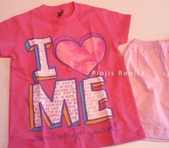 Set 2p love remera y short pijama en internet