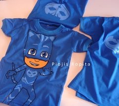 Set conjunto remera disfraz de catboy gatuno pjmask con capa y bermuda en internet