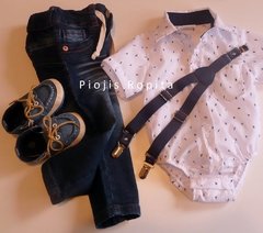 Set fiesta cumpleaños body camisa zapatos nauticos importados pantalon y tiradores