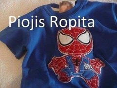 Remera manga corta Con Aplique Bordado Spider Hombre araña - Piojis Ropita Importada