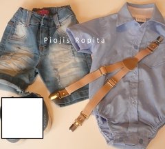 Set fiesta Body Camisa Bermuda de jean y Tiradores - comprar online