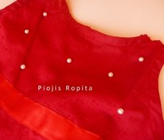 Vestido rojo de Fiesta Bautismo Nenas de plumetti - Piojis Ropita Importada