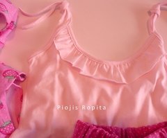 Set conjunto frutillitas de chaleco towel, musculosa con volados y short con pintitas - comprar online