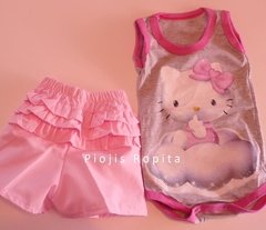 Set conjunto body hello kitty y short con volados