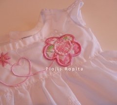 Vestido bautismo fiesta casamiento blanco en broderie con flor bordada - comprar online