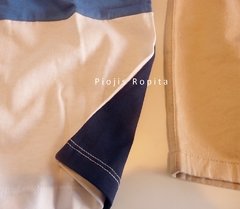 conjunto set bermuda beige con chomba tres franjas azul celeste blanca - tienda online