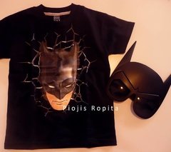 Set conjunto disfraz remera batman manga corta con mascara lentes de sol