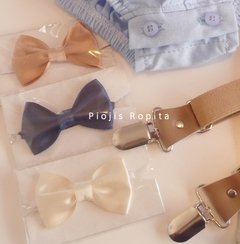 Set conjunto traje bautismo body camisa pantalon tiradores y moño - tienda online