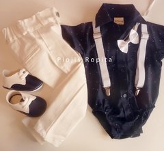 Set conjunto bautismo body camisa zapatos pantalon moño y tiradores - comprar online