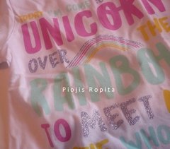 Set conjunto Remera de letras unicornio con volados y short con unicornios - comprar online