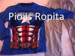 Set Disfraz Capitán América Remera manga larga y Pantalón pijama