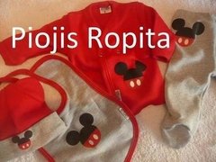 Set Ajuar Mickey 4p batita babero gorro pantalon Regalo Nacimiento