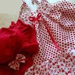 Set vestido rojo con gorro para nenas fiesta