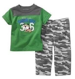 Set canchero Importado Carters 2p Remera con aplicacion bordada y Pantalon camuflado