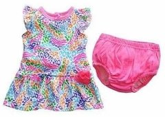 Set Importado Animal Print 2p Vestido con Bombachon fucsia - comprar online