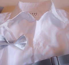 Set conjunto traje bautismo body camisa blanco pantalon moño y tiradores - comprar online