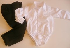 Set conjunto traje bautismo body camisa manga larga y pantalon - Piojis Ropita Importada