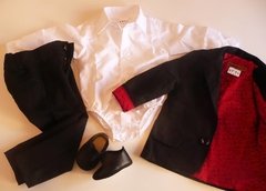 Imagen de Set conjunto traje bautismo body camisa pantalon zapatos y blazer saco