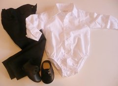 Set conjunto traje bautismo pantalon body camisa blanco y zapatos - Piojis Ropita Importada