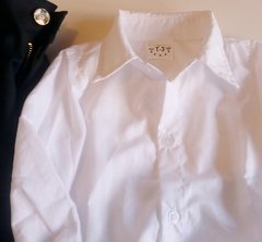 Set conjunto traje bautismo body camisa blanco pantalon moño y tiradores celestes - tienda online