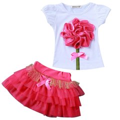 Set Importado pollera Tutu y remera con flor de raso gigante para fiesta o cumpleaños - comprar online