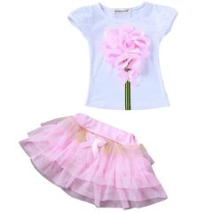 Set Importado pollera Tutu y remera con flor de raso gigante para fiesta o cumpleaños en internet