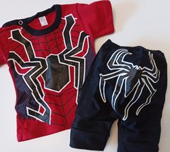 Set Disfraz spiderman hombre araña short y remera 100% algodon